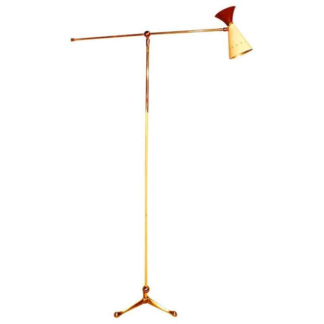 Three-Arm Articulating Chrome Ball Floor Lamp at 1stDibs