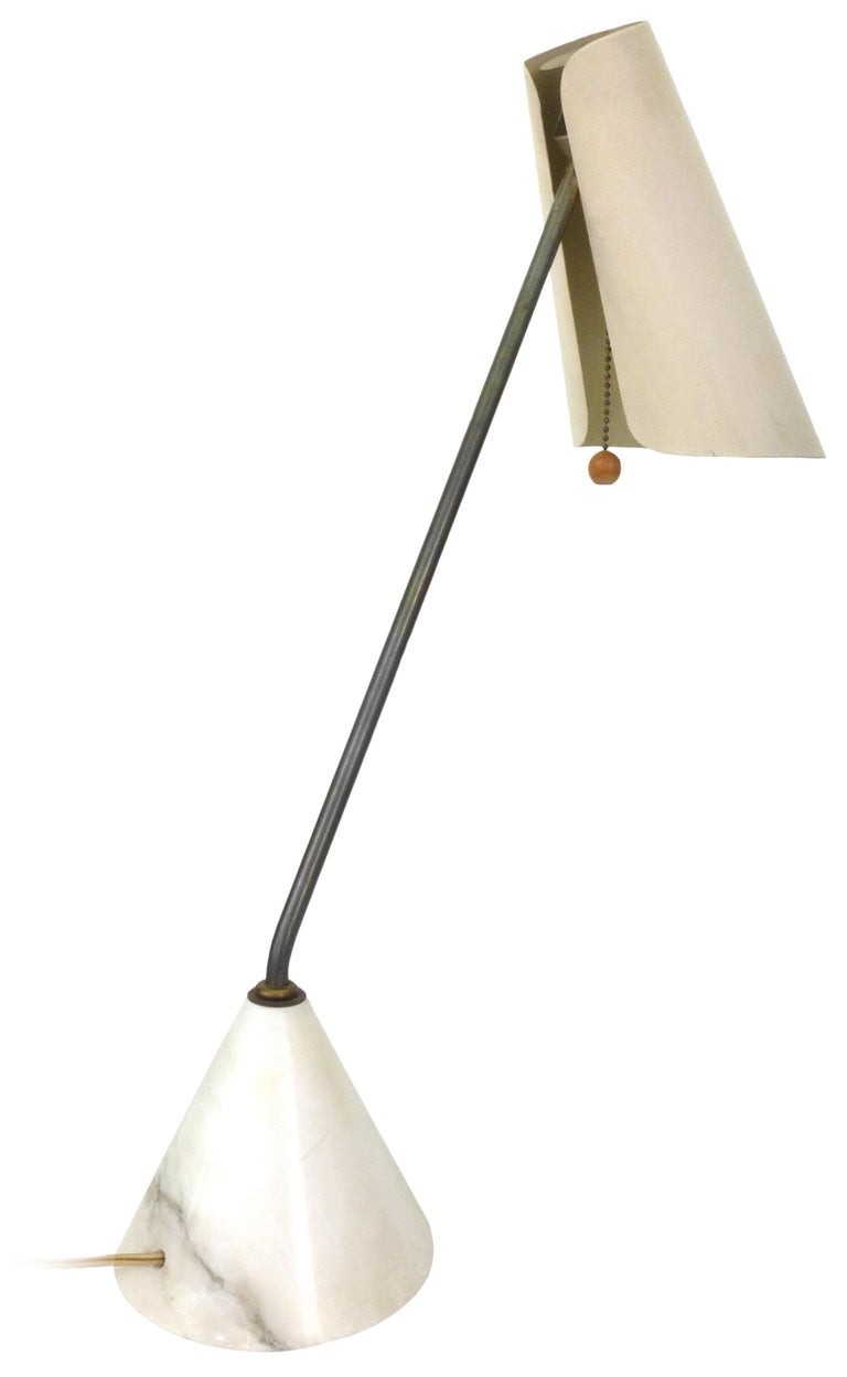 Enameled Italian Articulating Steel, Brass & Marble Desk Lamp by Raymor For Sale