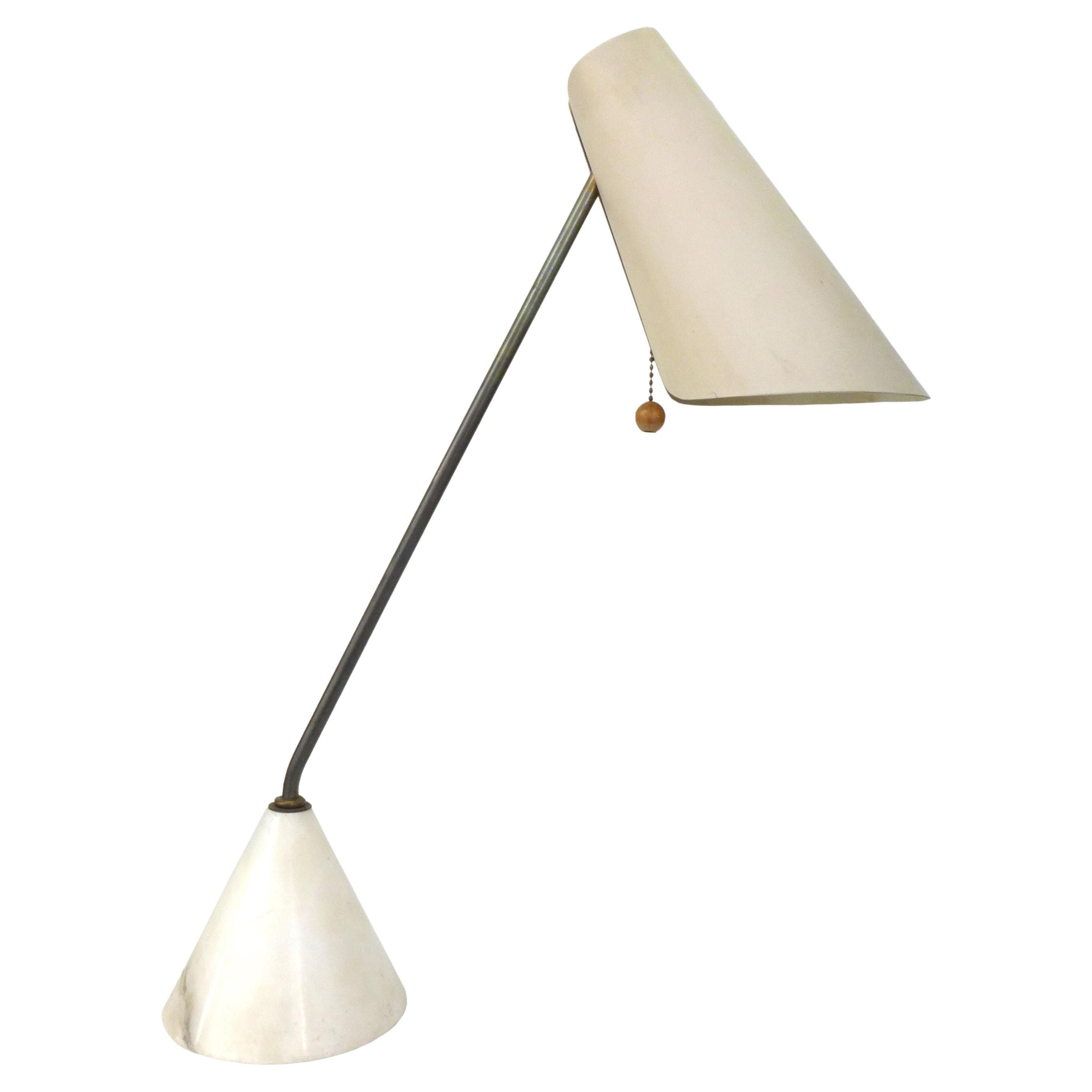 Italian Articulating Steel, Brass & Marble Desk Lamp by Raymor For Sale
