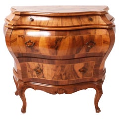 Italian Artigiani Trentini Baroque Revival Style Burl Veneer Bombe Commode