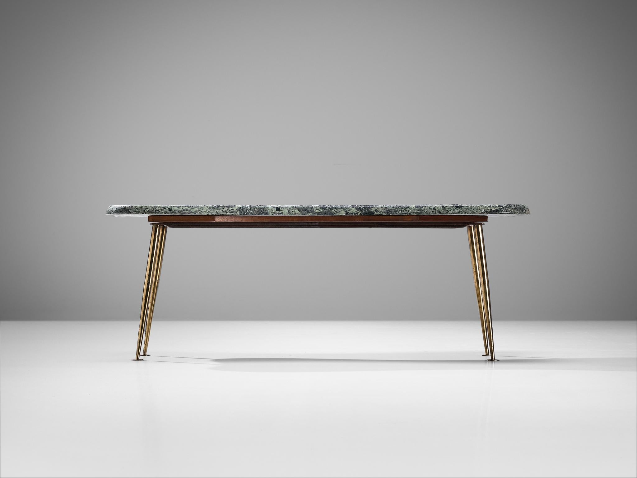 Italian Artisan Coffee Table in Marble, Brass and Bronze 6