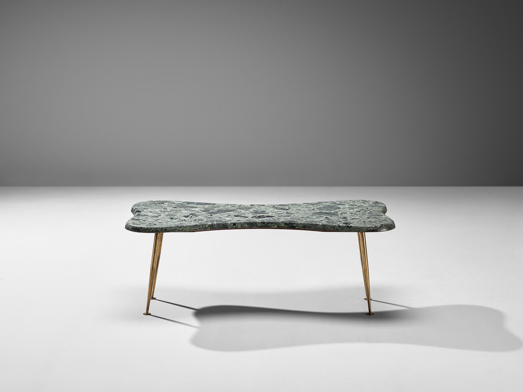 Italian Artisan Coffee Table in Marble, Brass and Bronze 3