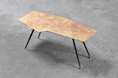 Italian Artisan Coffee Table In Marble, Brass And Metal, 1950's