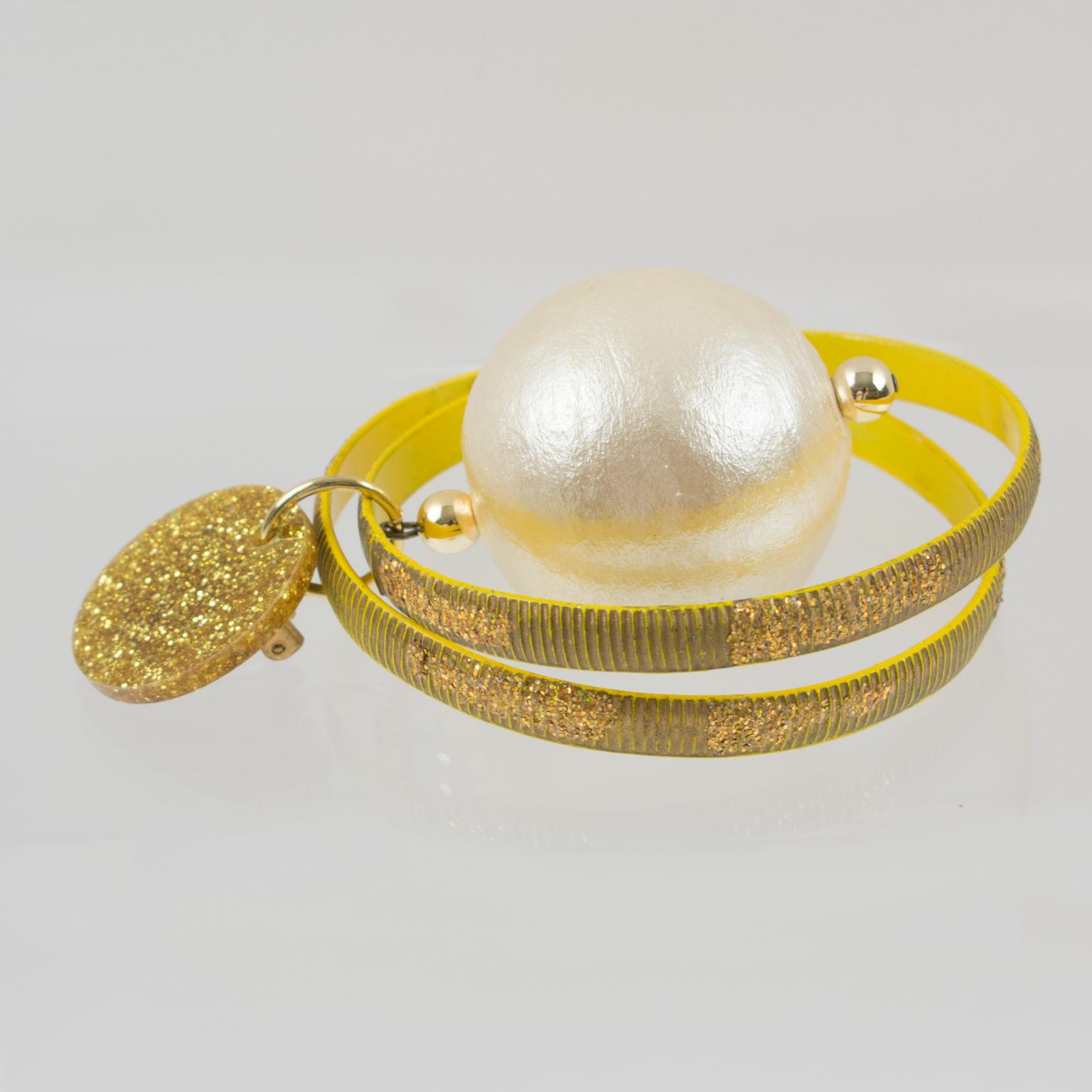 Women's Oversized Dangle Clip Earrings Hoop Mother of Pearl Bead For Sale
