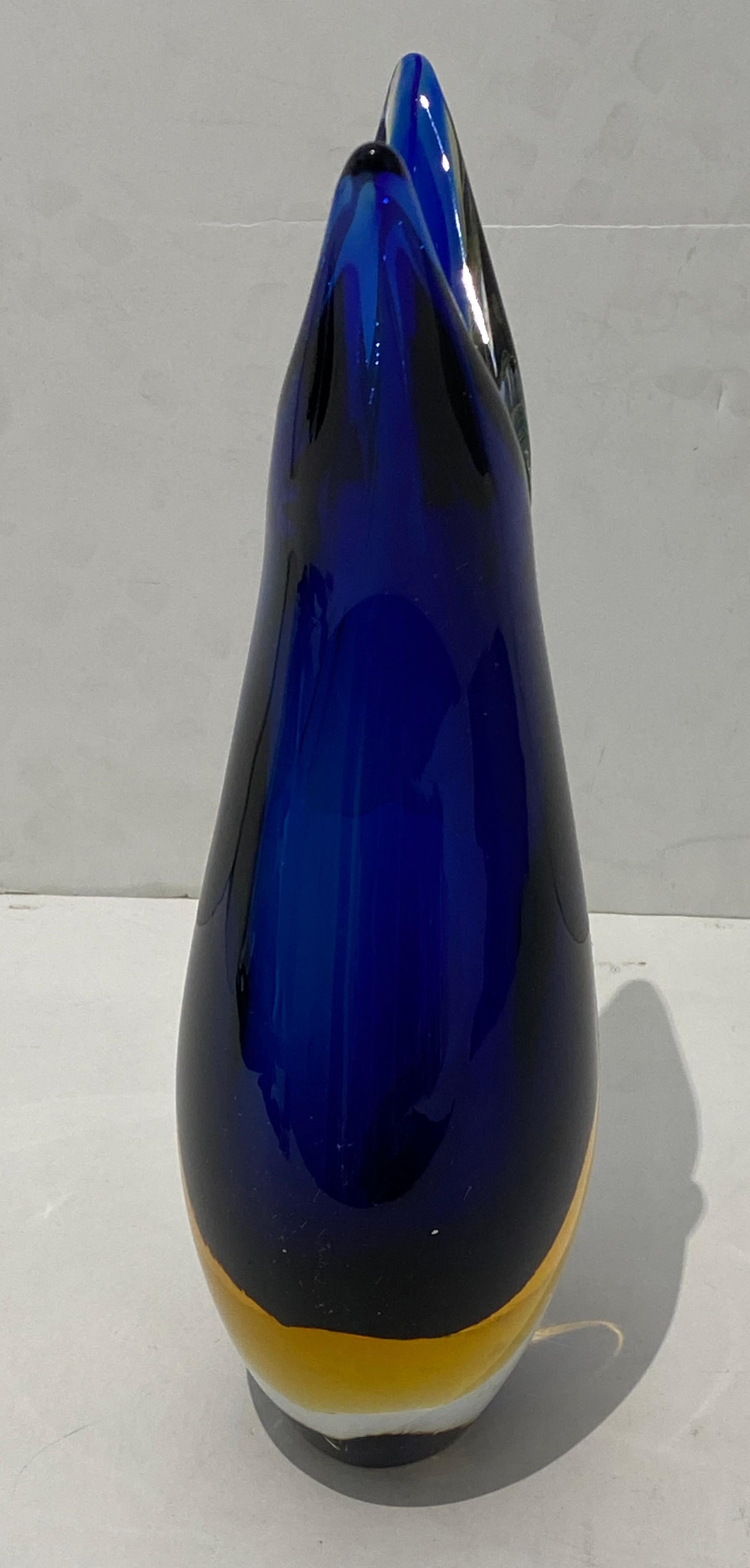 Mid-Century Modern Italian Artisan Glass Vase Sommerso Technique For Sale