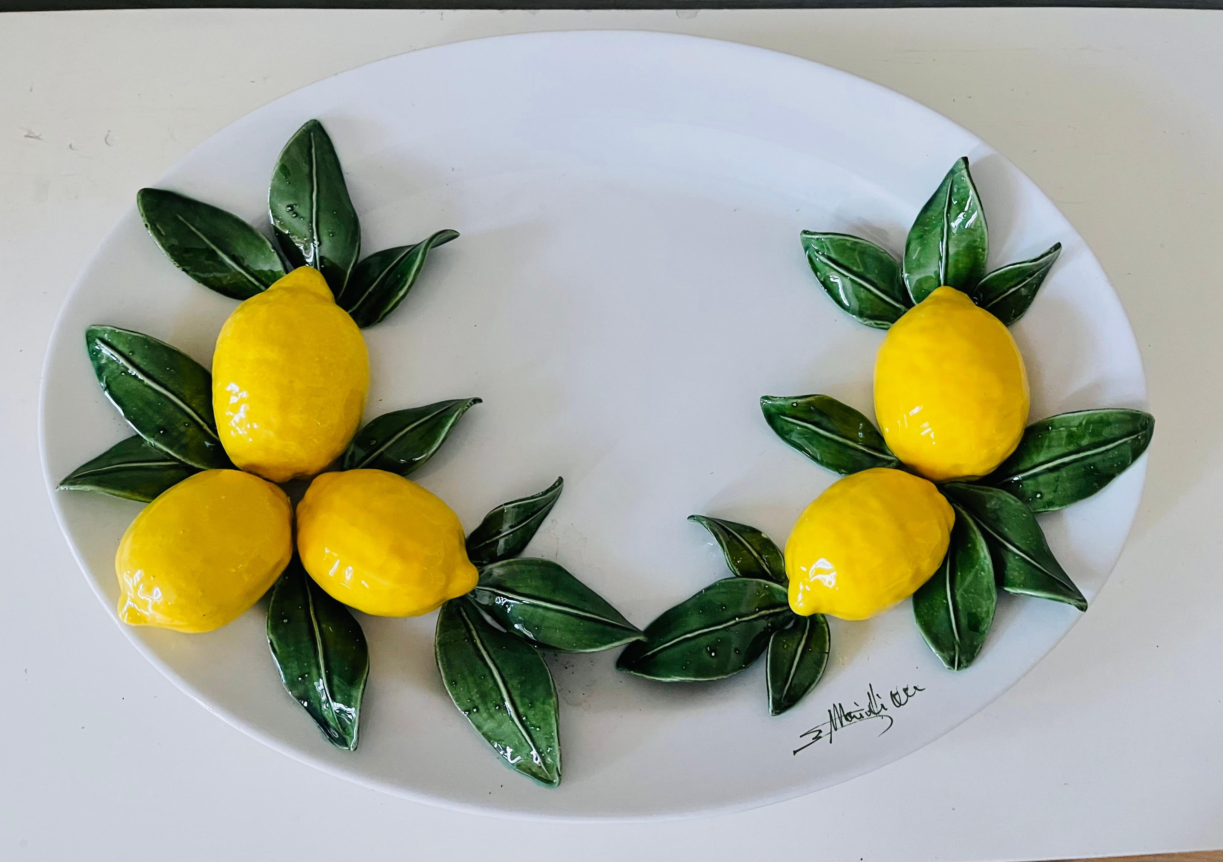 Modern Italian  Artisan Lemon Platter Florence Signed For Sale