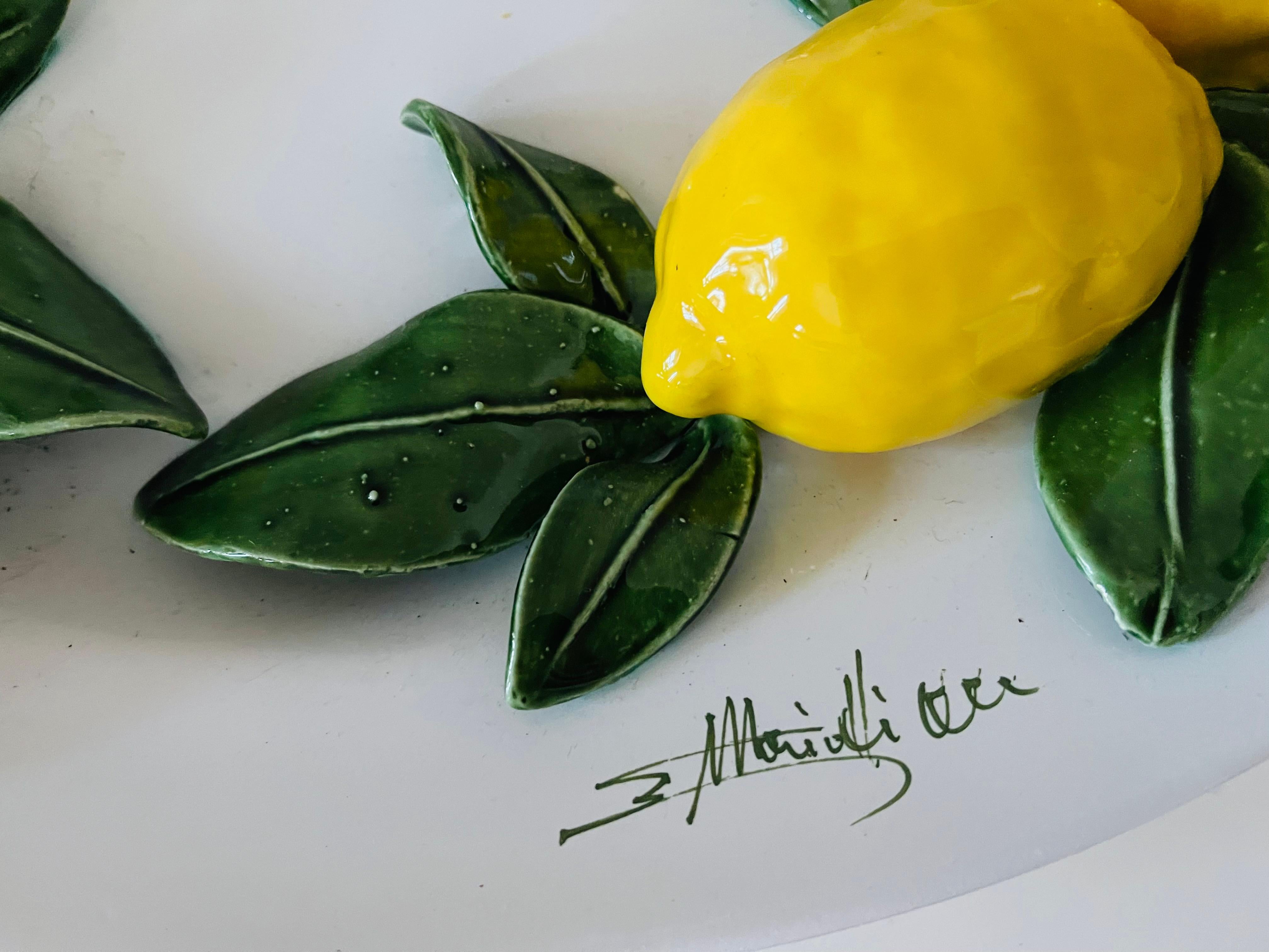 Italian  Artisan Lemon Platter Florence Signed In Good Condition For Sale In Boca Raton, FL