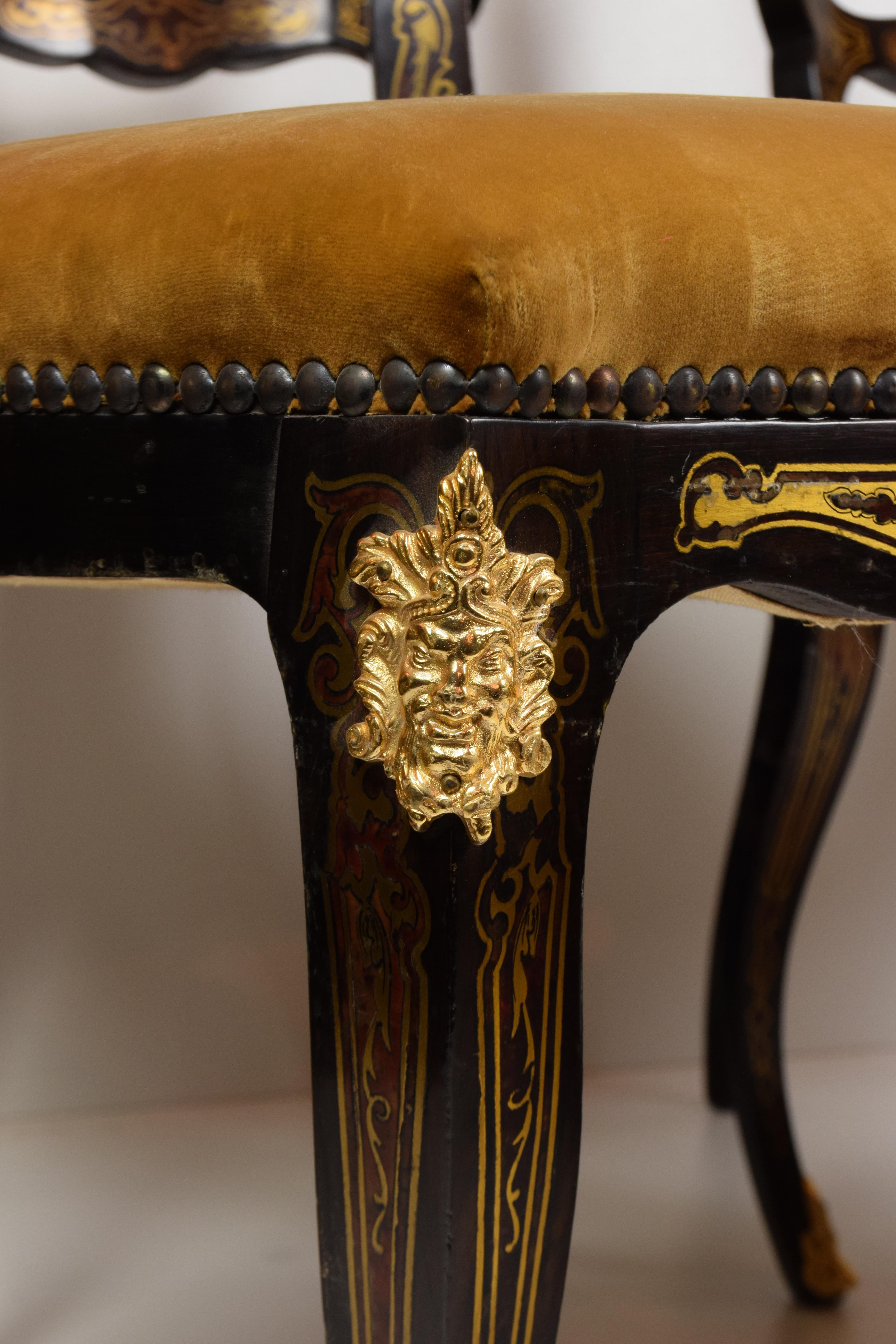 Riproduzione artigianale italiana degli anni '60 Tavolo da gioco con 4 sedie Wood Wood Brass in vendita 10