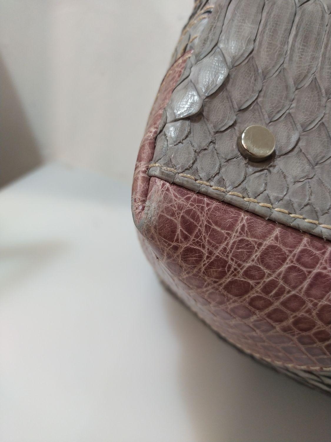 Women's Italian Artisanal Python and Crocodile Bag For Sale