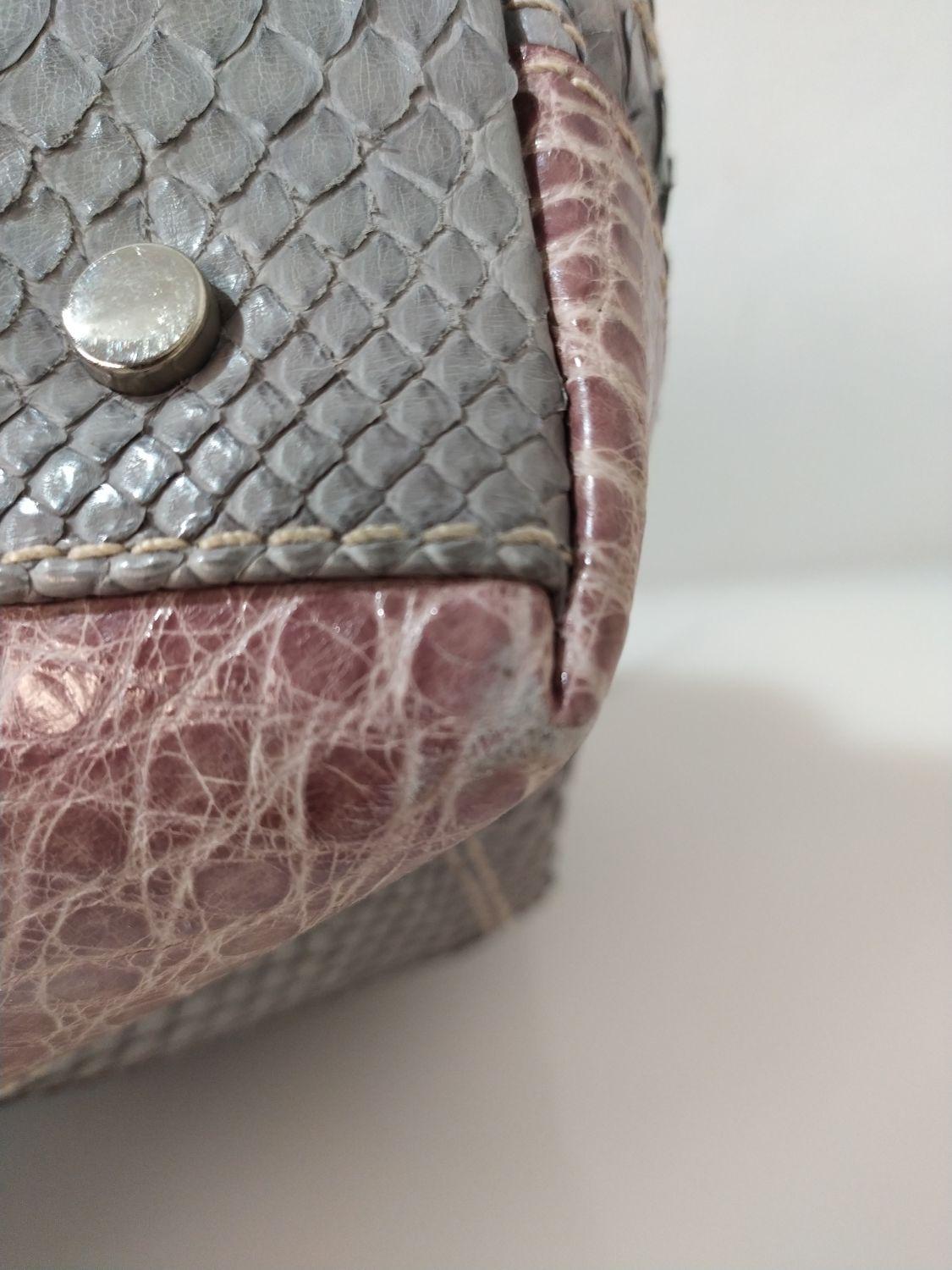 Italienische handwerkliche Tasche aus Python und Krokodil im Zustand „Hervorragend“ im Angebot in Gazzaniga (BG), IT
