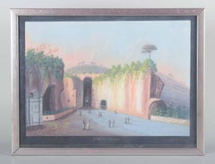 Italian artist. "Grotta di Pozzuolo". Gouache on paper. Approx. 1900