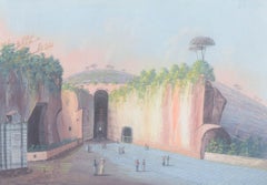 Italian artist. "Grotta di Pozzuolo". Gouache on paper. Approx. 1900