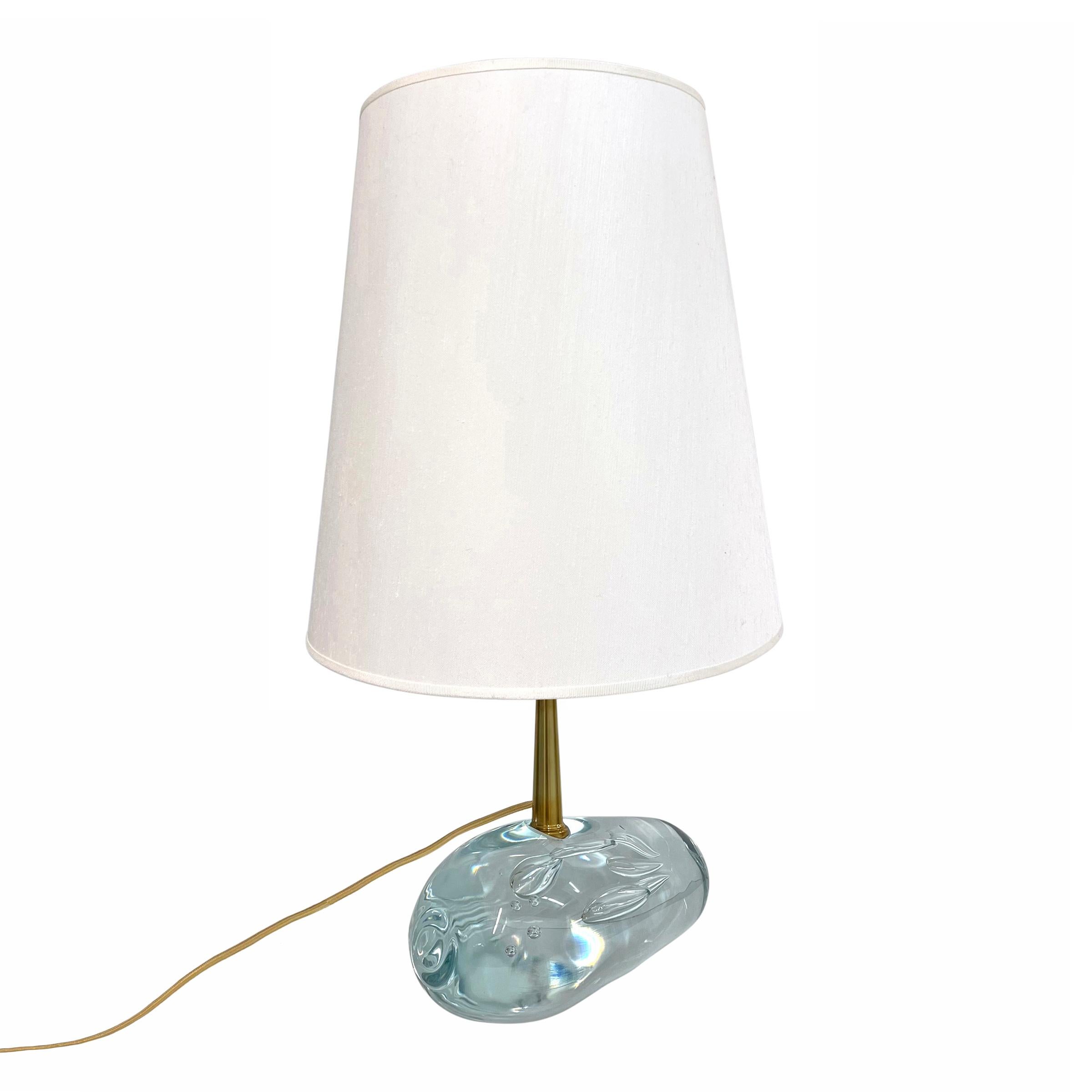 Modern Italian Artist-Made Hand-Blown Crystal Lamp