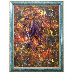 Peinture à la technique mixte sur panneau intitulée "Intrigue", par un artiste italien, 2017