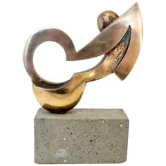 Italian Artist P Marazzi Bronze Sculpture on Stone Pedestal Signed