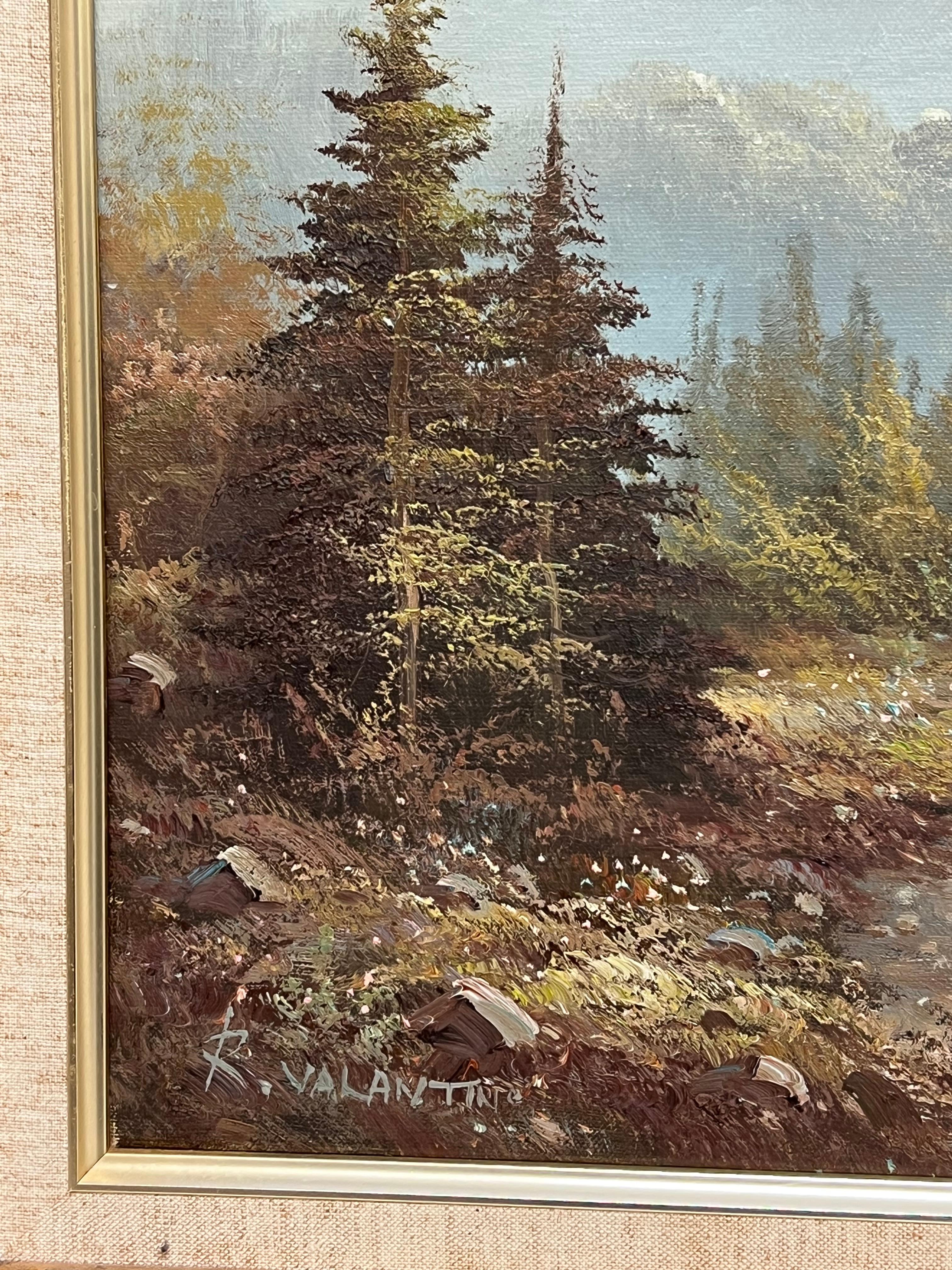 Alpine Landschaft
R. Valantin
signiertes Öl auf Leinwand, gerahmt 
Gerahmt: 27 x 31 Zoll
Leinwand: 20 x 24 Zoll
Provenienz: Privatsammlung, Großbritannien
Condit: sehr guter Zustand

Für weitere Informationen wenden Sie sich bitte an uns, wenn Sie