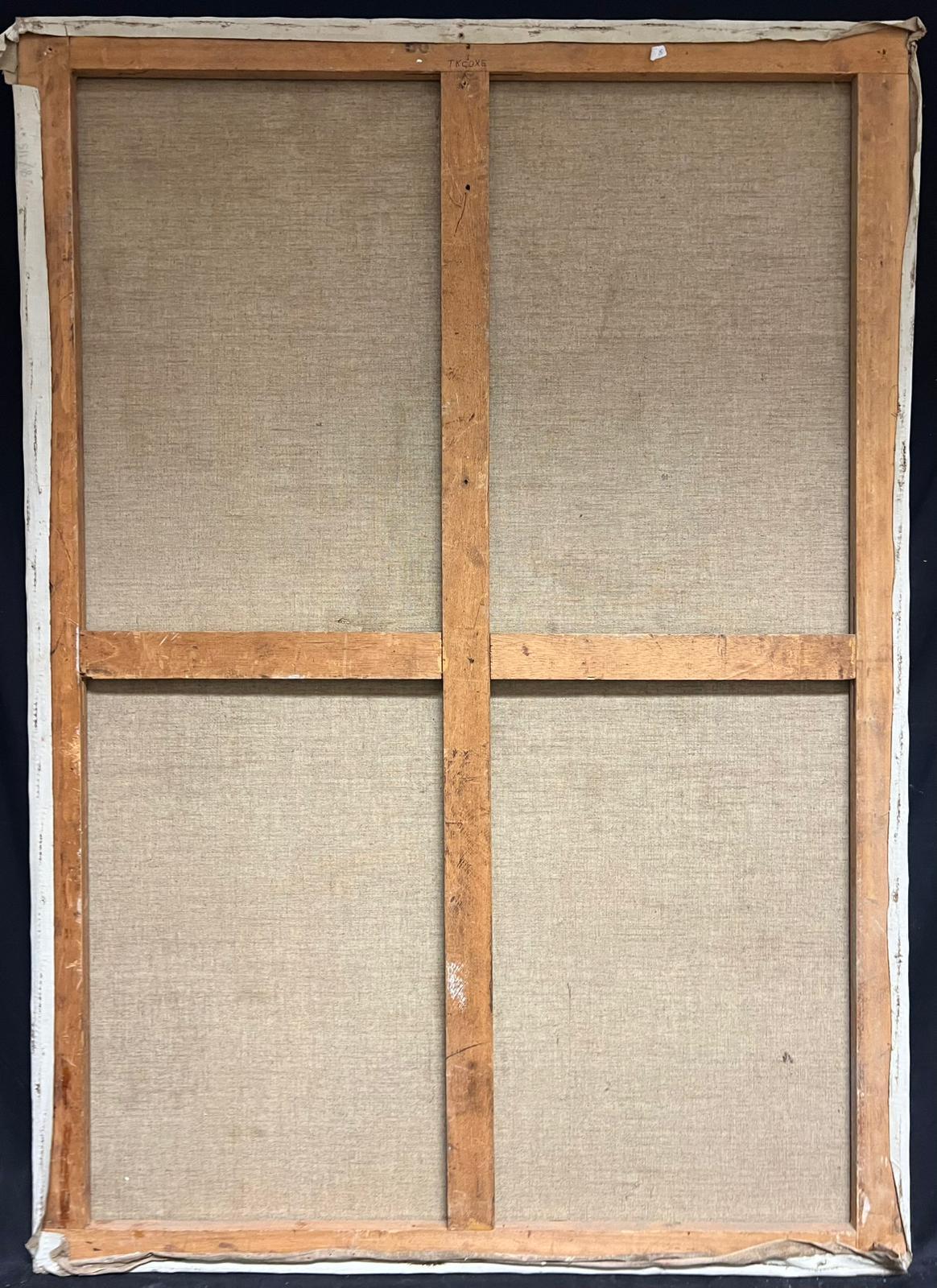 Dos damas venecianas vestidas de carnaval Enorme pintura al óleo firmada Mediados del siglo XX en venta 7