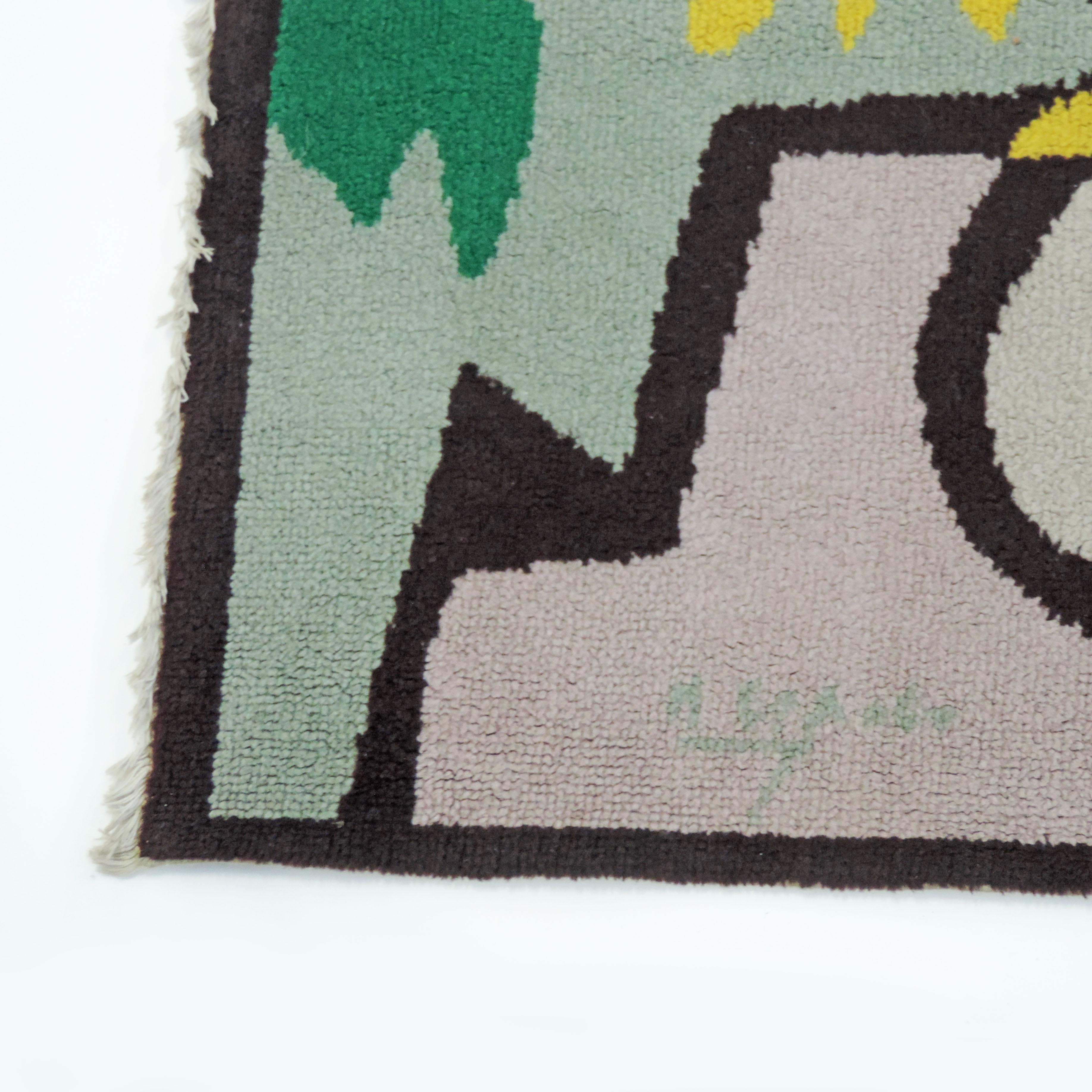 Italian Artist Ugo Nespolo Early Rug, Italy, 1970s In Good Condition For Sale In Milan, IT