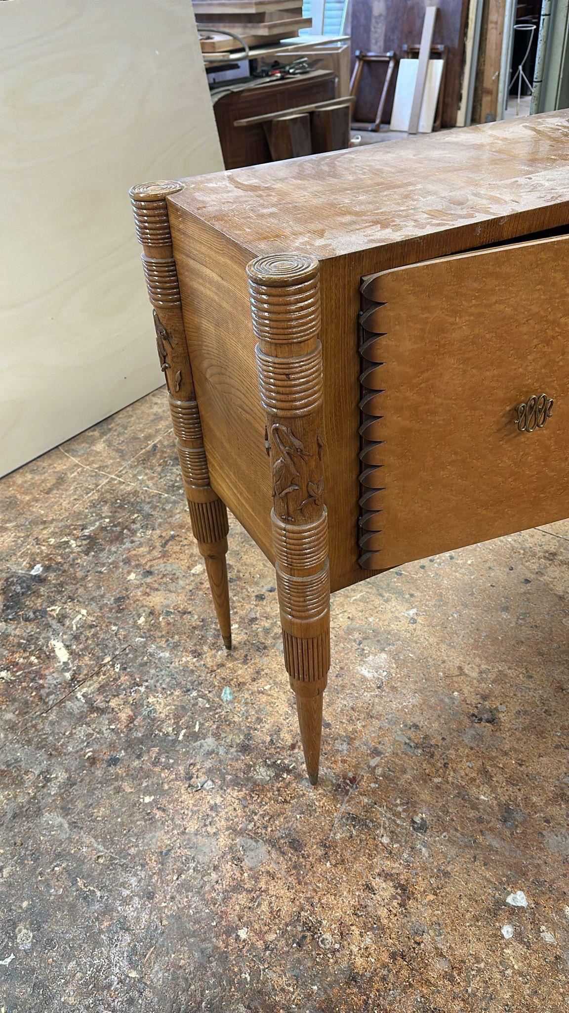 Italian Artistic Oak Sideboard with Naturalistic Carvings by PierLuigi Colli 40s For Sale 10