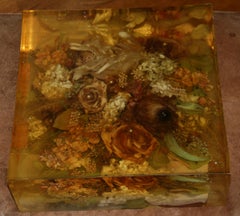 Italian Artpiece  Table Sculpture Flowers Encased in Cast Resin