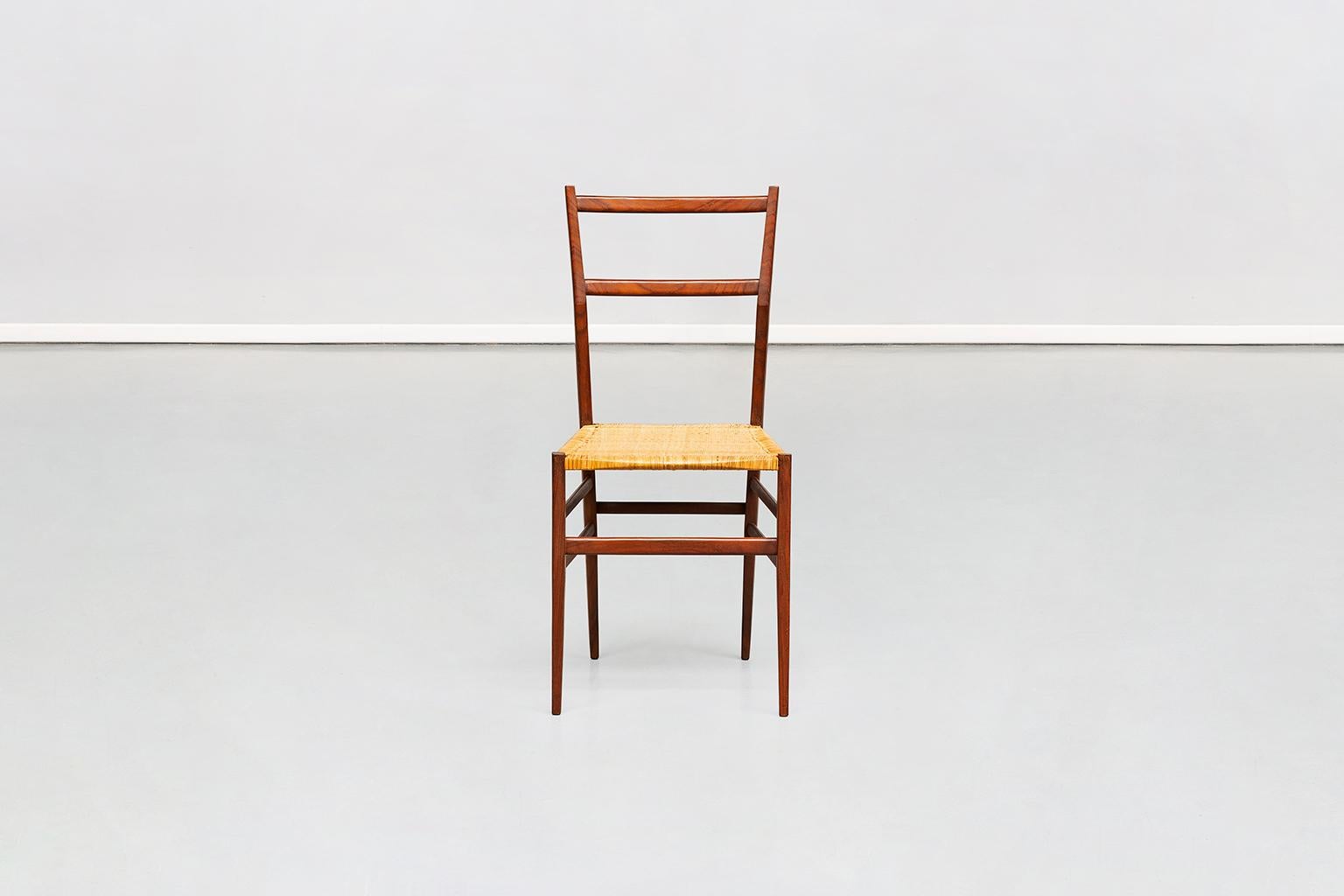 Italian ash tree and straw seat Leggera chair by Gio Ponti for Cassina, 1957
The Leggera chair is one of the best known products of the Milanese designer and one of the most important Industrial Design products of the 20th century, it is in fact