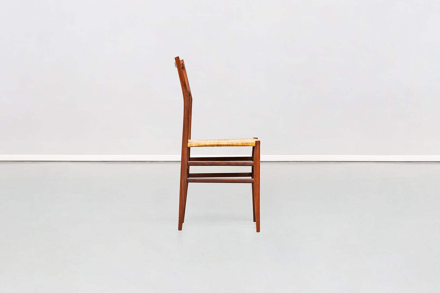 Italian Ash Tree and Straw Seat Leggera Chair by Gio Ponti for Cassina, 1957 1