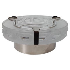 Italian Ashtray in Frost Glass & Chrome Attributed to Arnolfo di Cambio, 70s