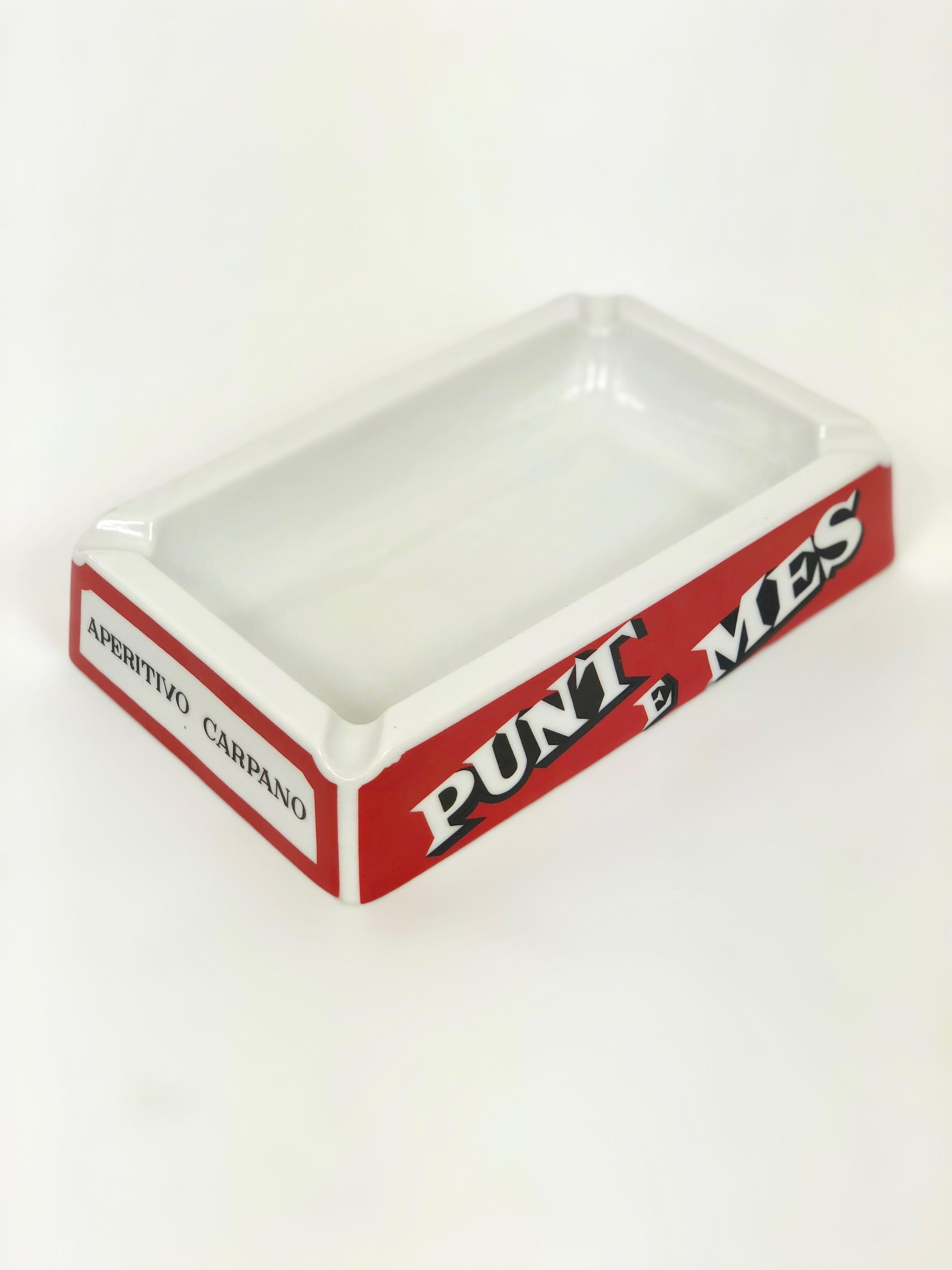 Italian Ashtray Punt E Mes Aperitivo Carpano in Verbano Laveno Porcelain, 1970s 3