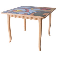 Italian Ashwood Table with Enameled Lava Stone Top "U Signurinu" by MYOP