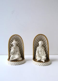 Italian Asian Figures Porcelain d’Arte, Circa Mid-20th Century, Italy