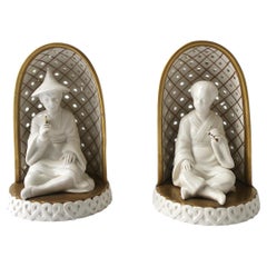 Italian Asian Figures Porcelain d’Arte, Circa Mid-20th Century, Italy