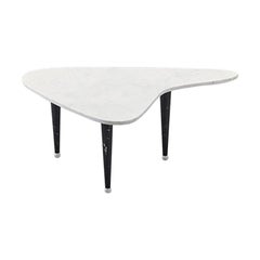 Italian Asymmetric, White Marble Coffee Table with Black Marble Legs, 1980s