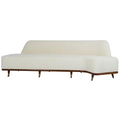 Italian Asymmetrical Sofa with Brass Sabots