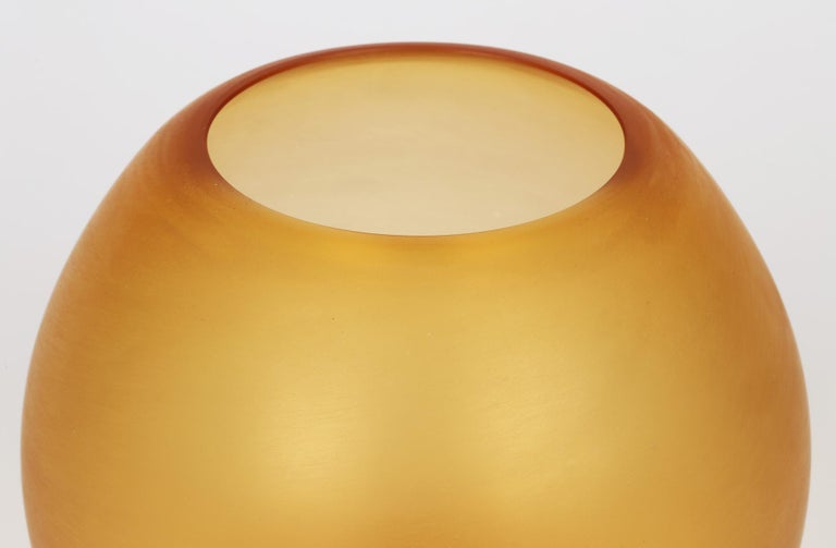 Italian Attributed Stylish Corroso Amber Glass Signed Vase For Sale 2
