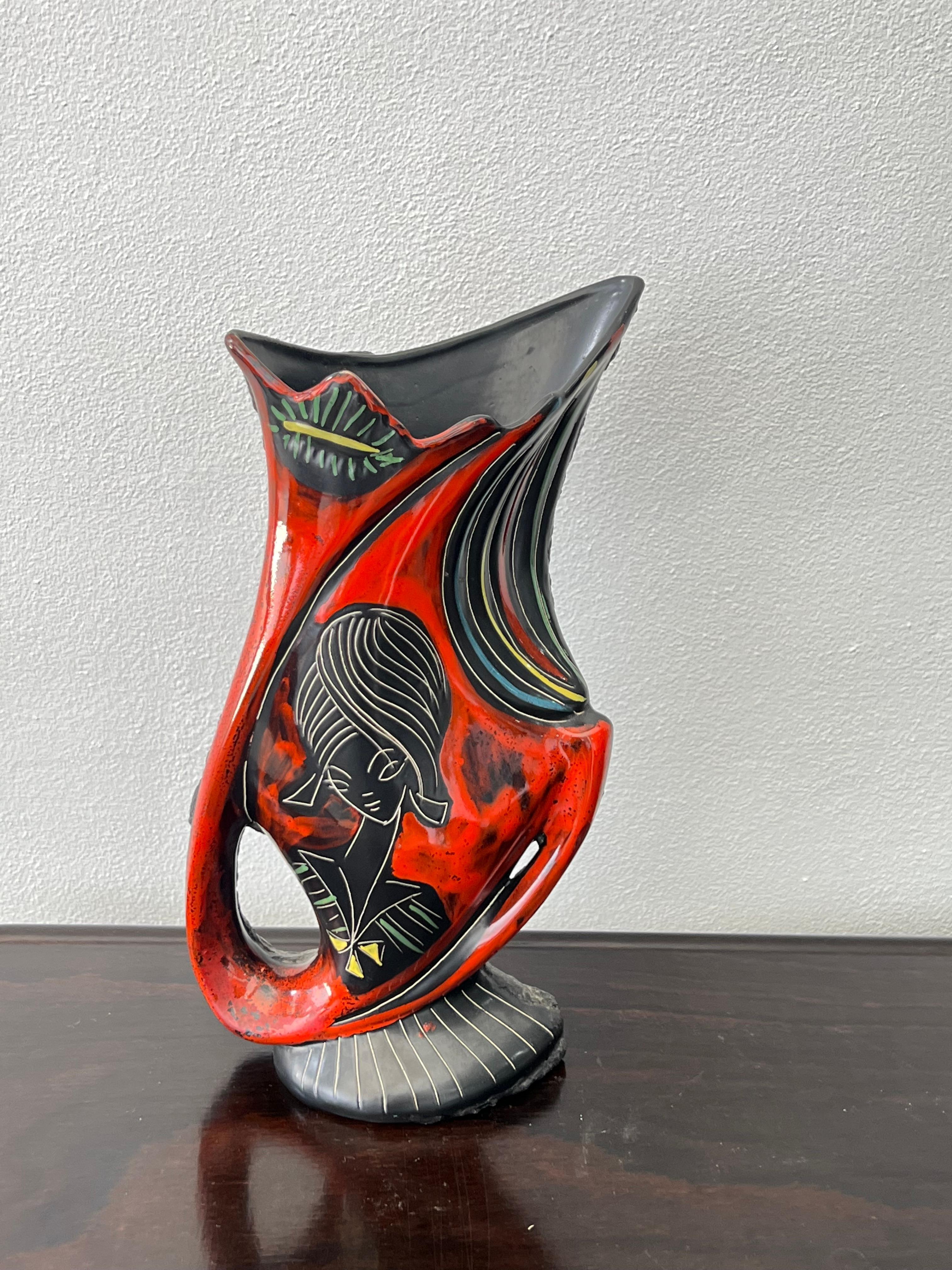 Mid-Century Modern Italian Augusto Giulianelli for San-Marino Lava Vase, 1950s For Sale