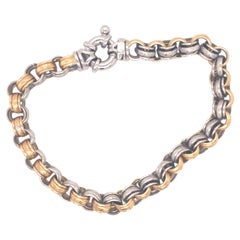Italienische Aurafin zwei Farbe weiß gelb 14k Gold Herrenarmband