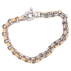 Italian Aurafin Two Color White Yellow 14k Gold Men's Bracelet