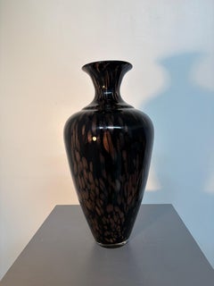 Italian Aventurine Black Art Glass Vase with Copper Inclusions