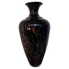 Italian Aventurine Black Art Glass Vase with Copper Inclusions