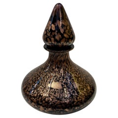 Italian Aventurine Vintage Murano Glass Black Copper Large Bottle with Stopper 