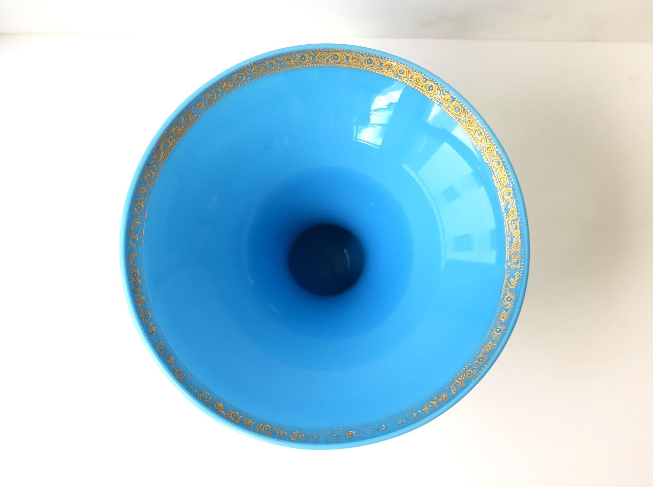 Italian Azure Blue Opaline Glass Vase For Sale 3