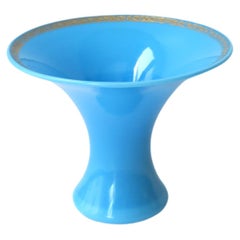 Italian Azure Blue Opaline Glass Vase