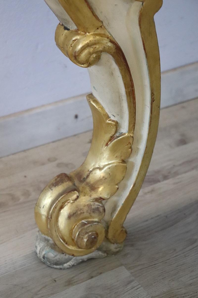 Italian Baroque Style Lacquered and Gilded Wood Console Table For Sale 7