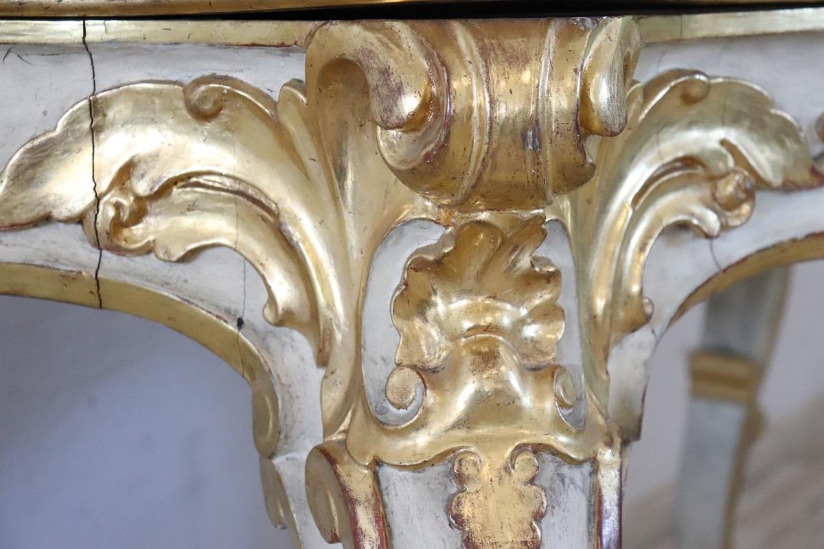 Italian Baroque Style Lacquered and Gilded Wood Console Table For Sale 8