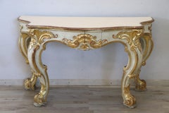 Italian Baroque Style Lacquered and Gilded Wood Console Table