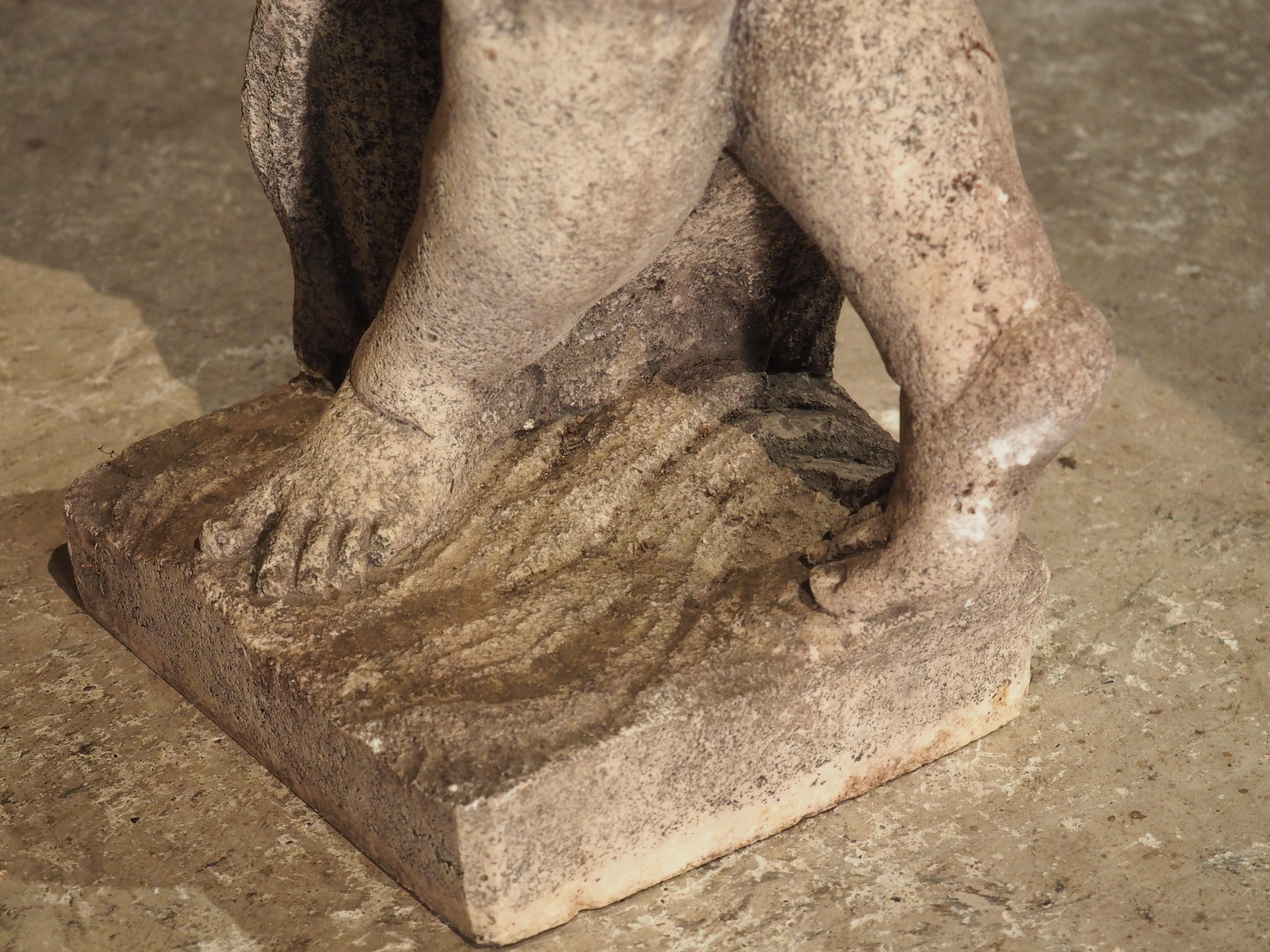 Italian Bacchanalian Putti Statue in Cast Stone, 20th C 6