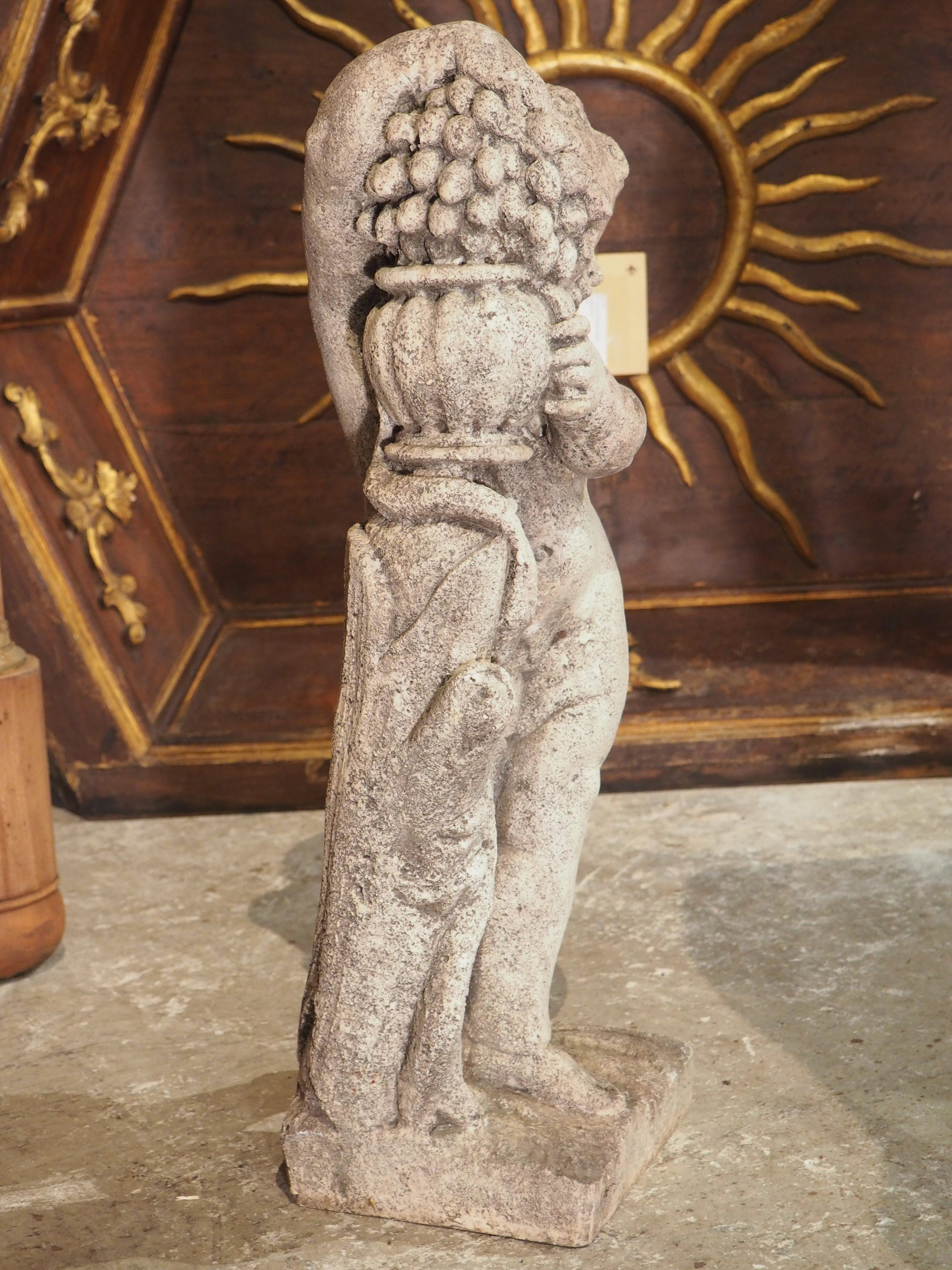 Italian Bacchanalian Putti Statue in Cast Stone, 20th C 1