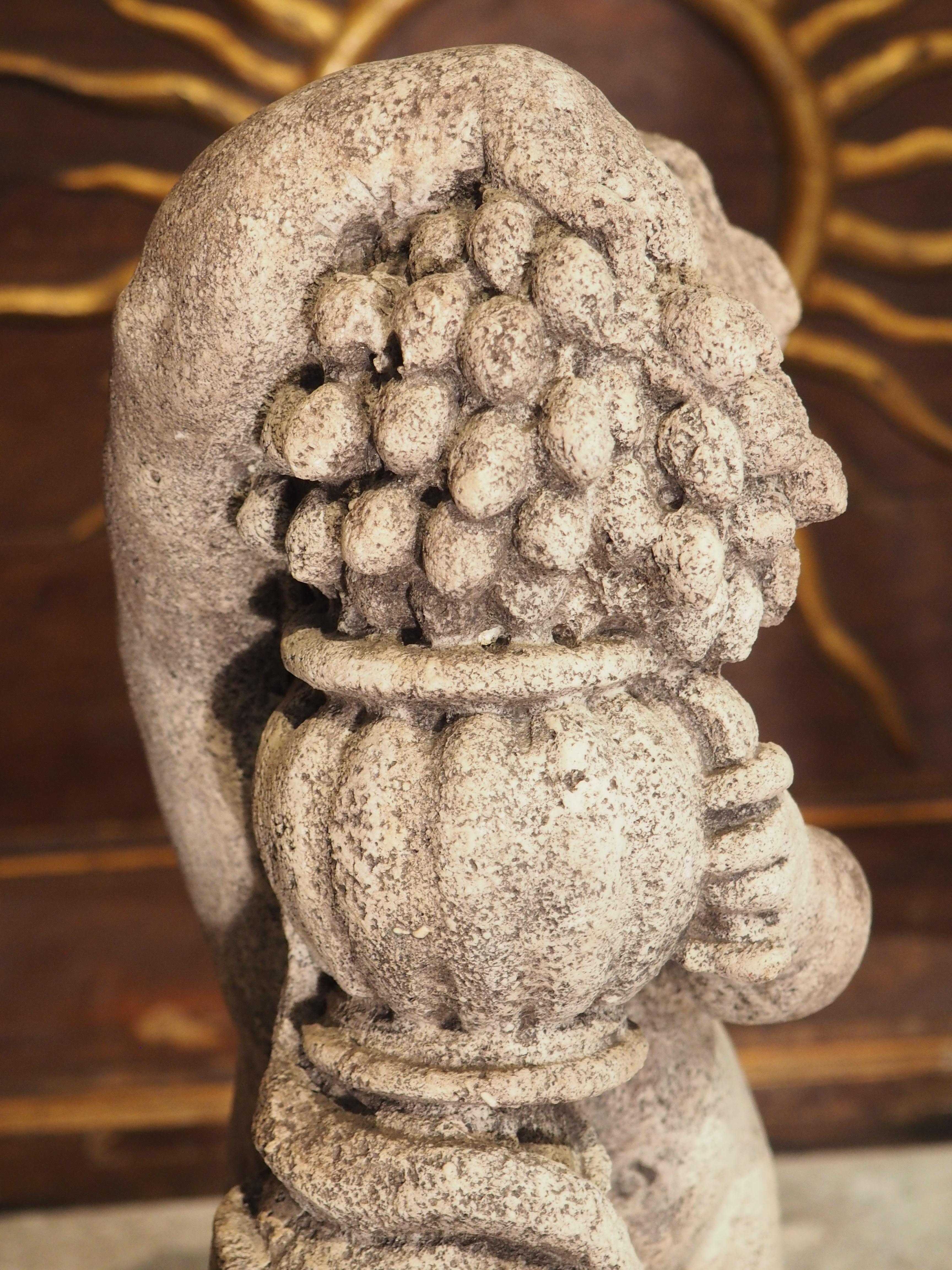 Italian Bacchanalian Putti Statue in Cast Stone, 20th C 2