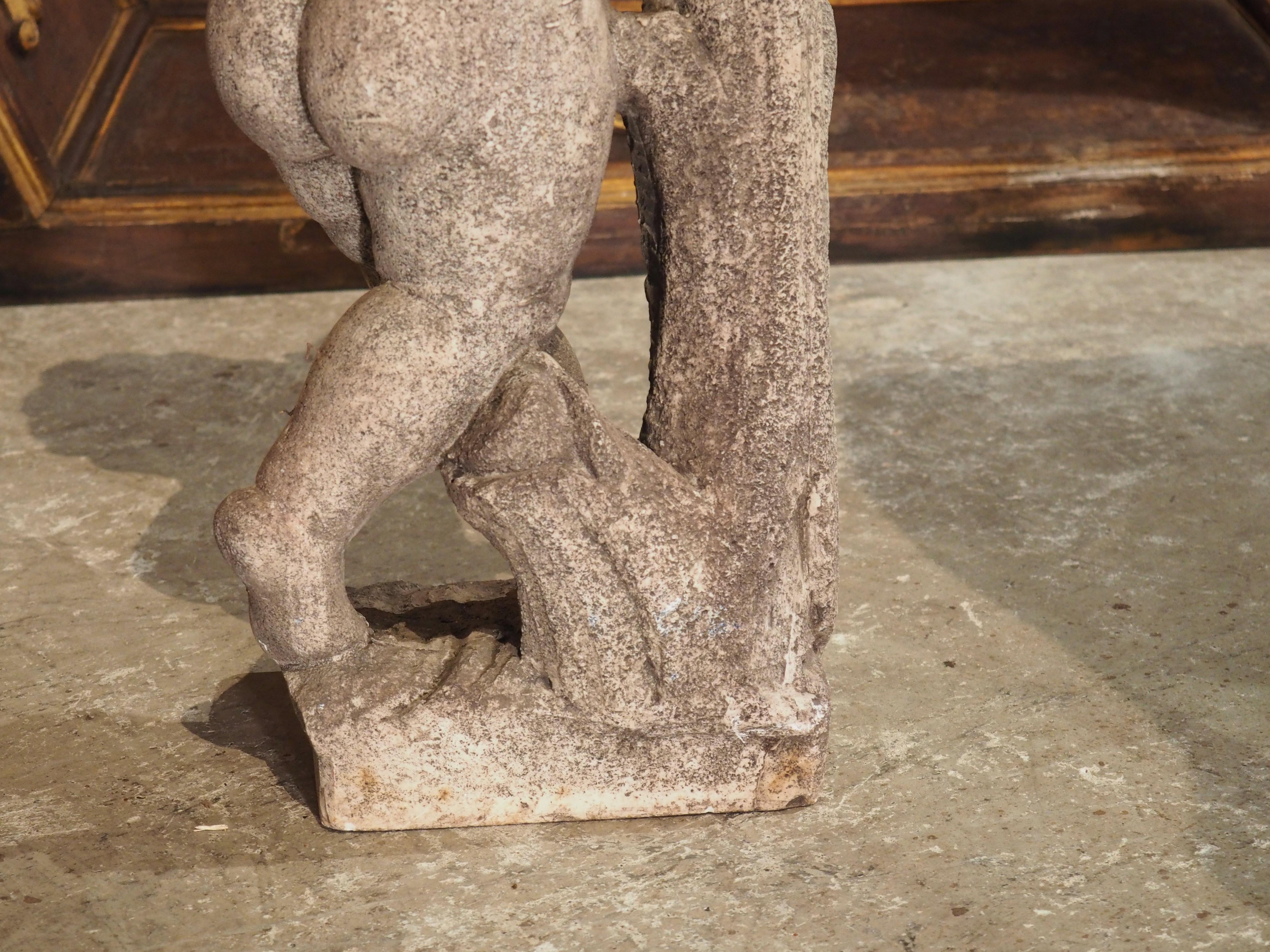 Italian Bacchanalian Putti Statue in Cast Stone, 20th C 4