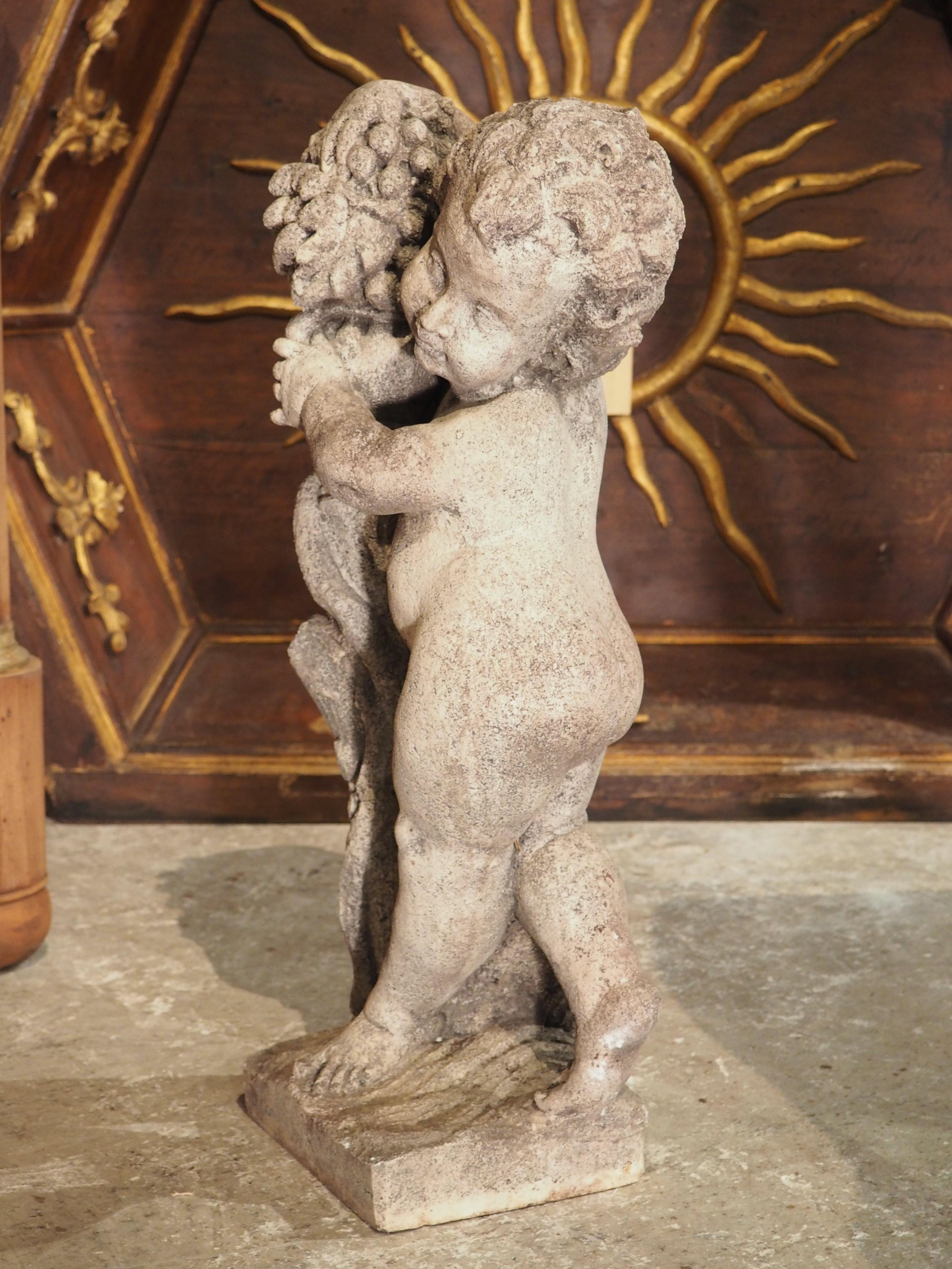 Italian Bacchanalian Putti Statue in Cast Stone, 20th C 5